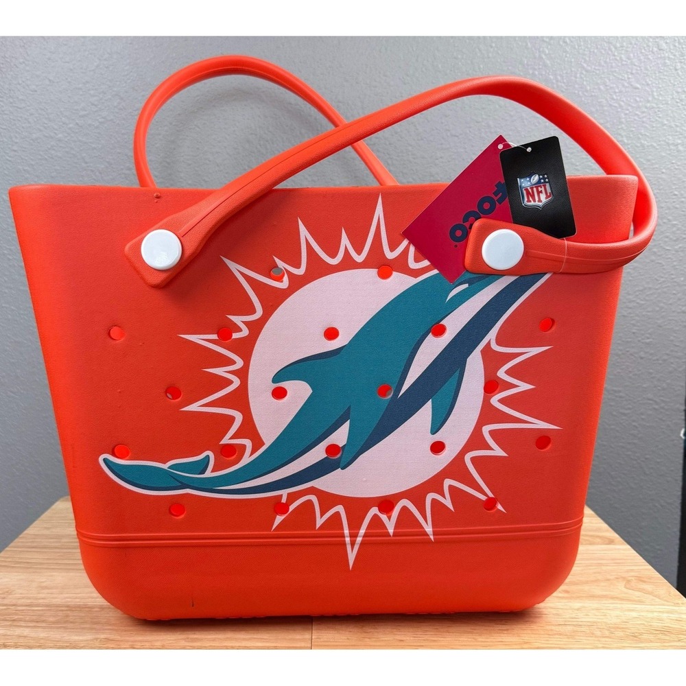 FOCO NFL Miami Dolphins Orange‎ Large Tailgate Logo Beach Tote Bag NEW